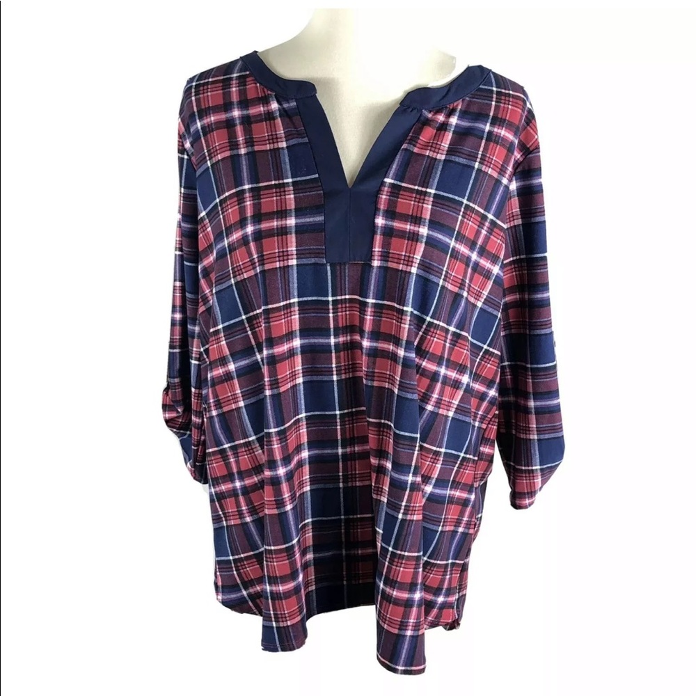 Faith and Joy plaid blouse size 2X